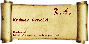 Krámer Arnold névjegykártya