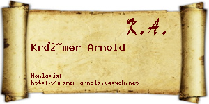 Krámer Arnold névjegykártya